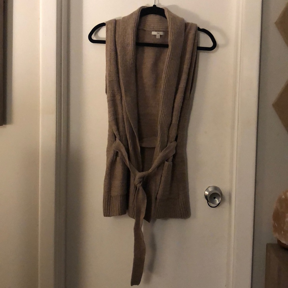 Gap sleeveless belted cardigan wool sweater XS